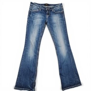 Bebop For Express Bootcut Jeans Womens 8R Blue Contrast Stitch Y2K McBling Flare